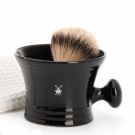 MÜHLE Shaving bowl in black porcelain with handle